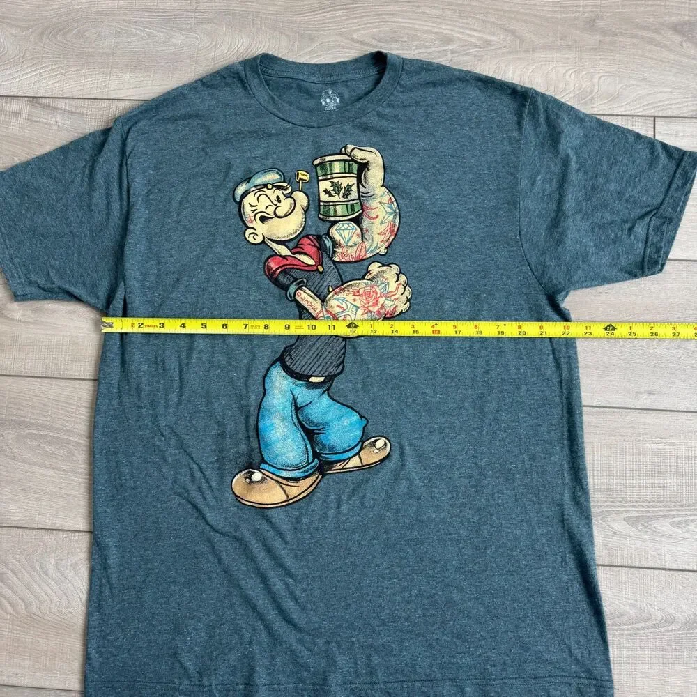 Popeye the Sailor‎ Man Graphic T shirt Mens XL Heathered Navy Blue/ Teal Gray